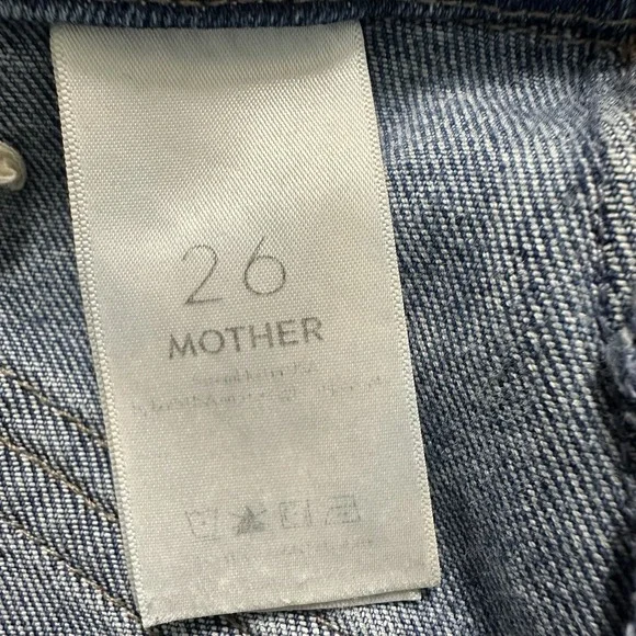 MOTHER Denim Jeans Tie Patch Rambler Size 26 in Hop On Hop Off Straight Leg